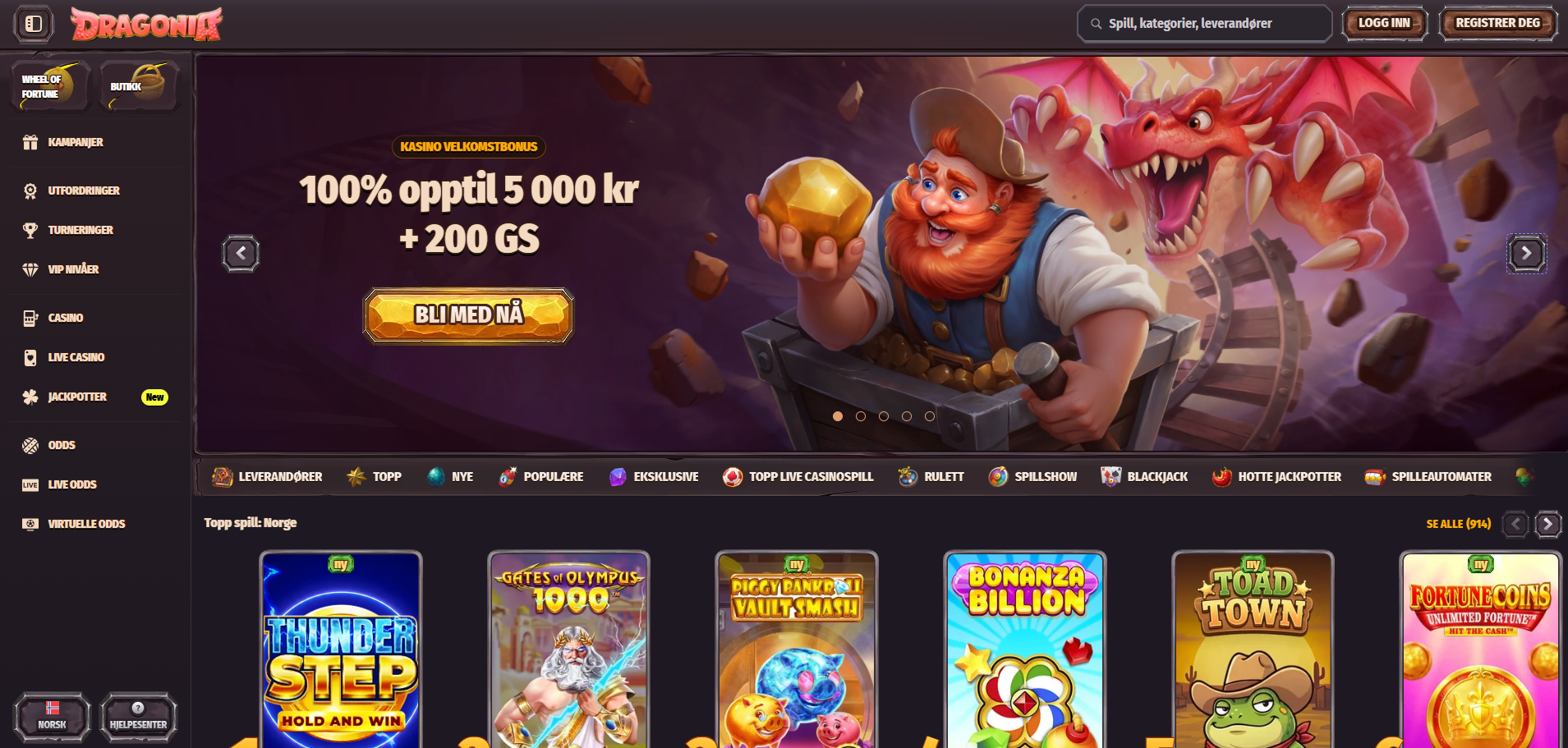 Dragonia — beste trygge norske casino for nye spillere